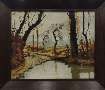 Henri MEGE (1904-1984). Small lake in autumn
Oil...