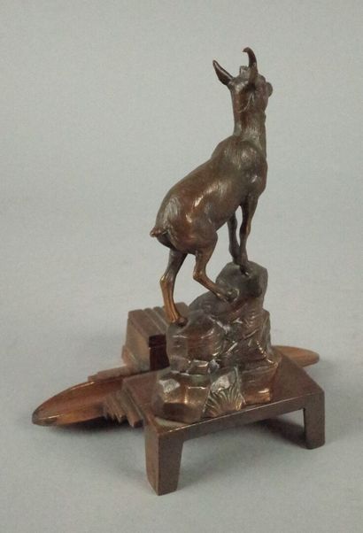 Art Deco copper statuette of a chamois on...