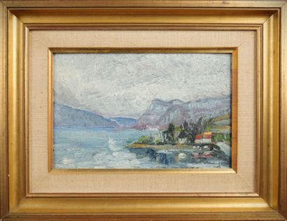 20th-Century School. View of Lake Bourget
Oil...