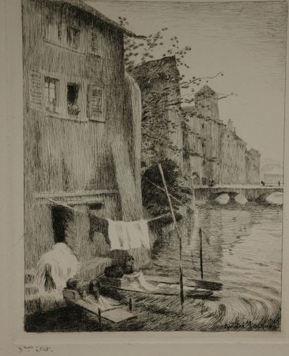 André JACQUES (1880–1960). Le Thiou, 1923
Etching,...