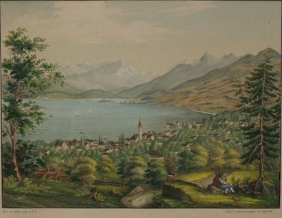 Swiss school. Lot including: - Chalet by...