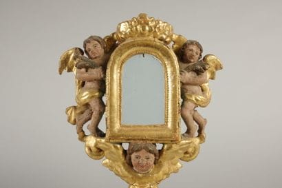Reliquary monstrance in gilded and painted...