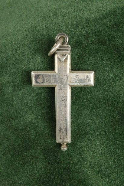 Silver pectoral reliquary cross depicting...