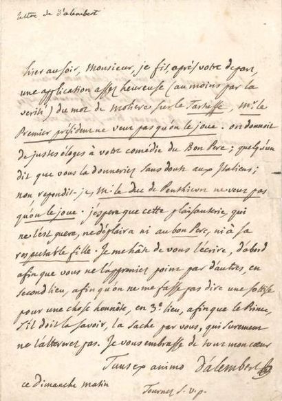 Jean Le Rond d'ALEMBERT (1717-1783) écrivain,...