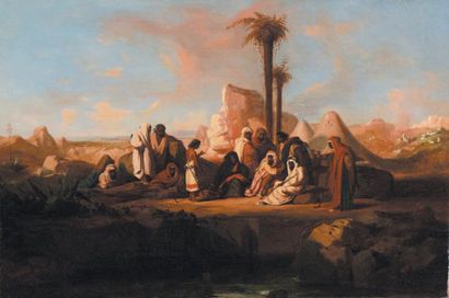 Ecole Orientaliste
Le campement, 1841 Huile...