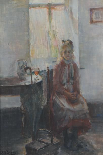 E. PARRINI (XIXe-XXe)
Jeune femme au parapluie...