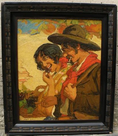 Ernest AZEMA (1871-1917)
Couple de vendangeurs...