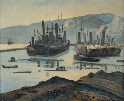 André VERDILHAN (1881-1963)
Vue de port Huile...