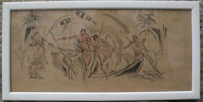 CLEDAT (XXe siècle)
Danse africaine Aquarelle....