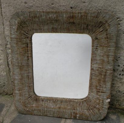 Petit miroir rectangulaire en talosel argenté...