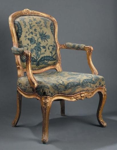 Fauteuil cabriolet estampillé E. Meunier...