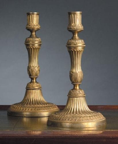 Paire de flambeaux d'époque Louis XVI En...