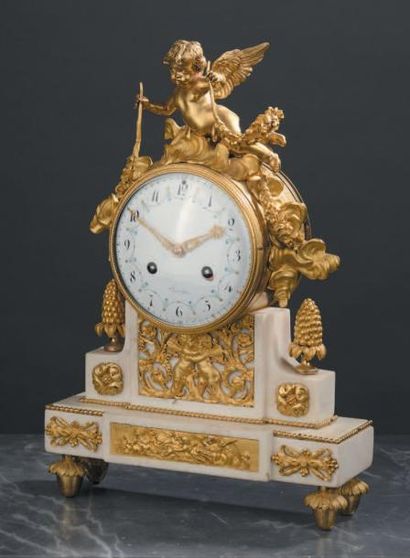 Pendule d'époque Louis XVI En bronze ciselé...