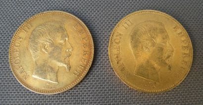 Lot de 2 monnaies d'or 100 Francs Napoléon...