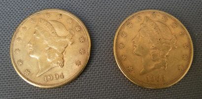 Lot de 2 monnaies d'or USA Liberté. San Francisco....