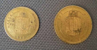 Lot de 2 monnaies d'or. Hongrie. L'une 4...