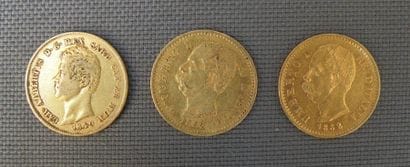 Lot de 3 monnaies d'or. Italie 20 Lires 2...
