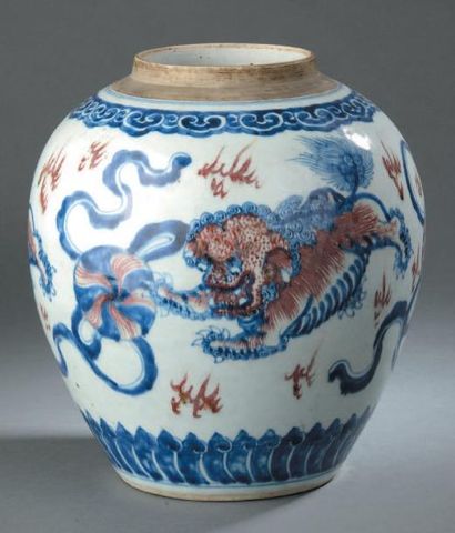 Pot à gingembre en porcelaine bleu blanc...