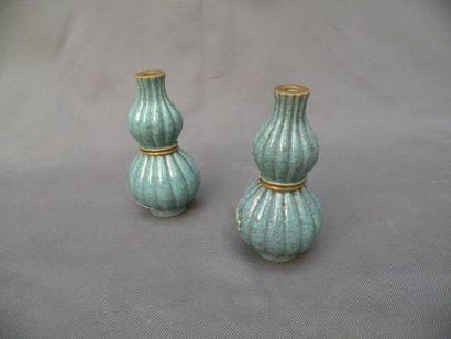 Paire de vases double gourde en porcelaine...