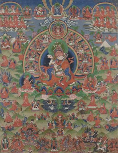 Thangka Tibet, XIXe siècle Représentant Vajrasattva...