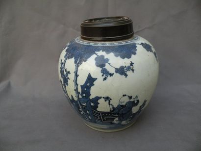 Pot à gingembre en porcelaine bleu blanc...