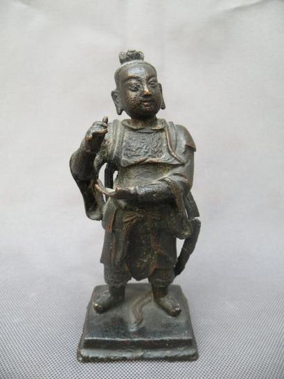 Statuette de gardien en bronze Chine, XVIIe...