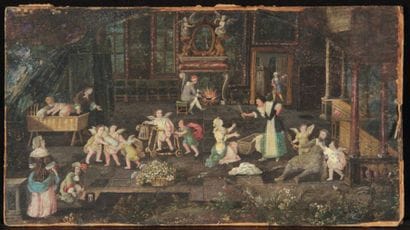 École FRANÇAISE vers 1700
L'Enfance Gouache...