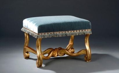 Tabouret en bois mouluré et doré d'époque...