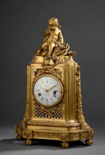 Pendule en bronze ciselé et doré, du début...