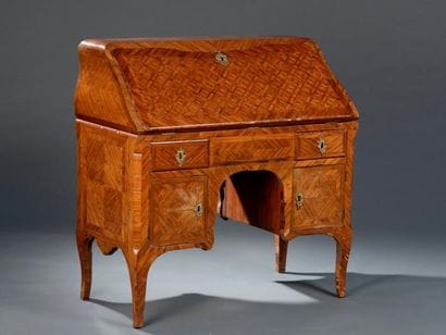 Bureau de pente en placage de bois de violette,...