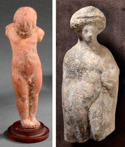 Lot de deux statuettes représentant un jeune...