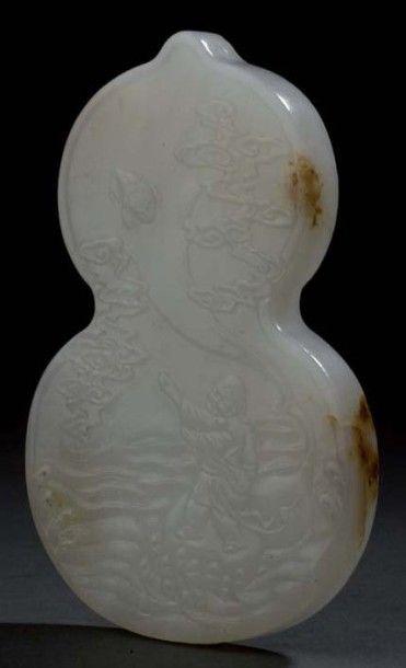 Pendentif en jade blanc et rouille Chine...