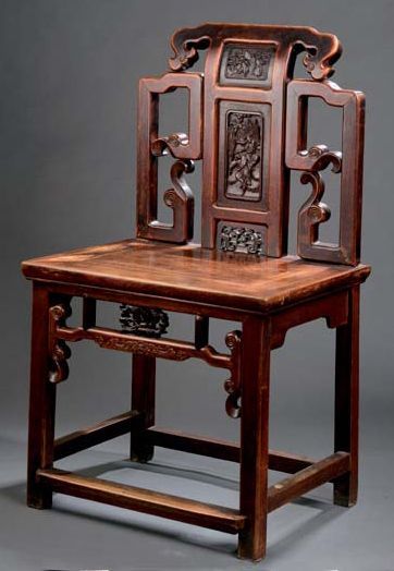 Paire de chaises en bois de fer hongmu et...