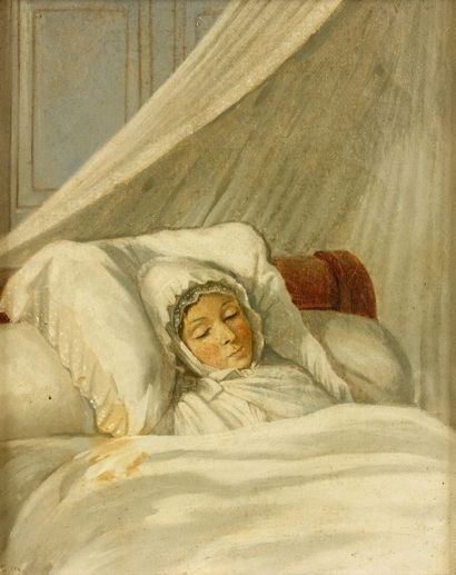 ÉCOLE FRANÇAISE, vers 1840
Jeune femme endormie...