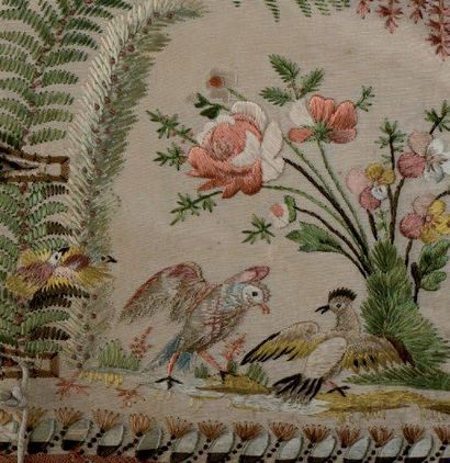 Gilet droit brodé en pièce vers 1780. Probablement...