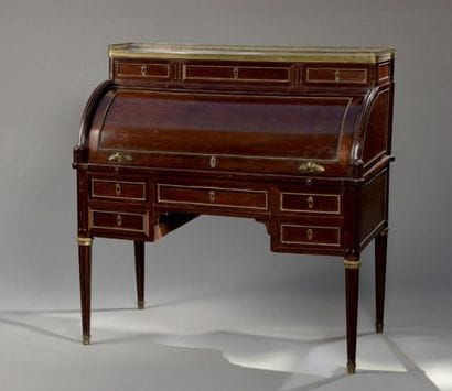 Bureau à cylindre, estampillé JA Bruns, d'époque...