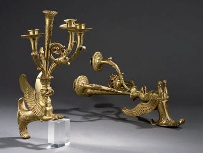 Paire d'appliques d'époque Empire. En bronze...