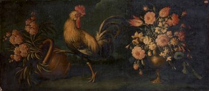 Dans le goût du PSEUDO GUARDI
Fleurs et coq...