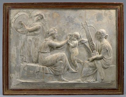 Musiciennes et pucci Bas-relief en plâtre...