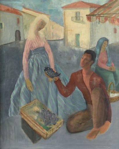 ECOLE FRANçAISE VERS 1950
Scène de marché...