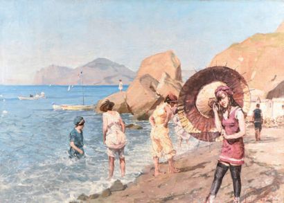 Léon ZEYTLINE (1885-1962)
Sur la plage Huile...