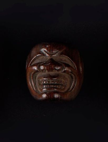 Netsuke en bois Japon, XIXe siècle Masque...