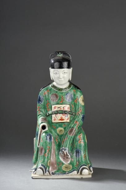 Statue de dignitaire en porcelaine Chine,...