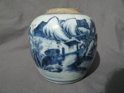 Pot à gingembre en porcelaine bleu blanc...