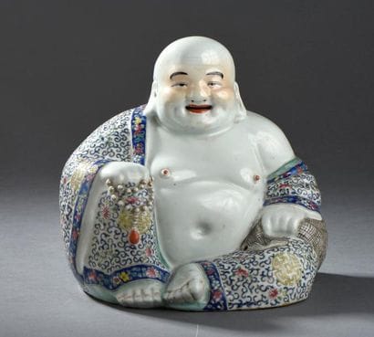 Budai en porcelaine polychrome Chine, XXe...