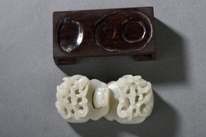 Boucle de ceinture en jade blanc sculpté...