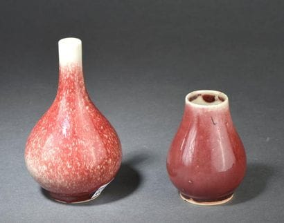 Deux vases miniatures en porcelaine sang...