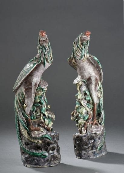 Paire de phénix en porcelaine Chine, XIXe...