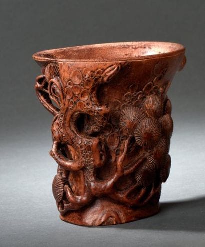 Coupe en bambou sculpté Chine En forme de...