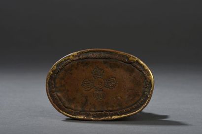 Statuette de Jambhala en bronze doré Tibet,...